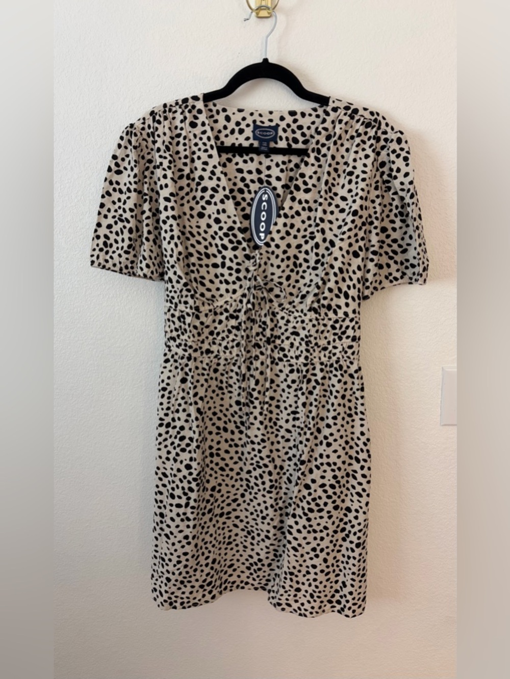 NWT Scoop Beige and Black Dotted Short Sleeve Dress SZ XXL (20)